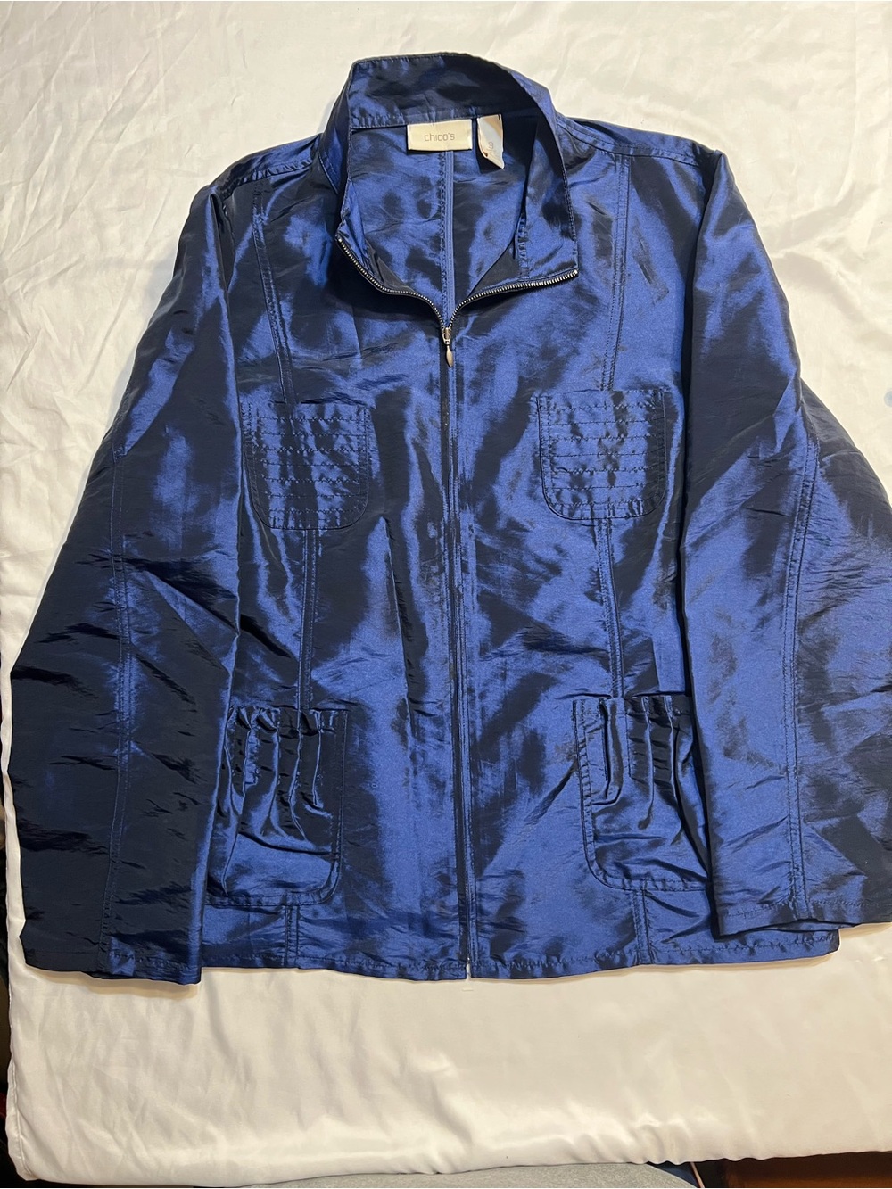 Chico's Navy Zip-Front Jacket